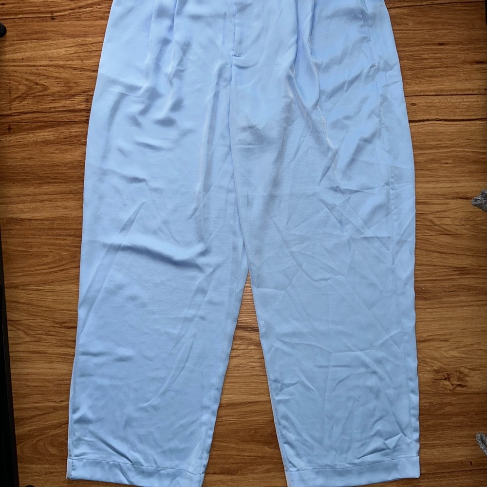 ‘a new day’ Light Blue Satin trousers